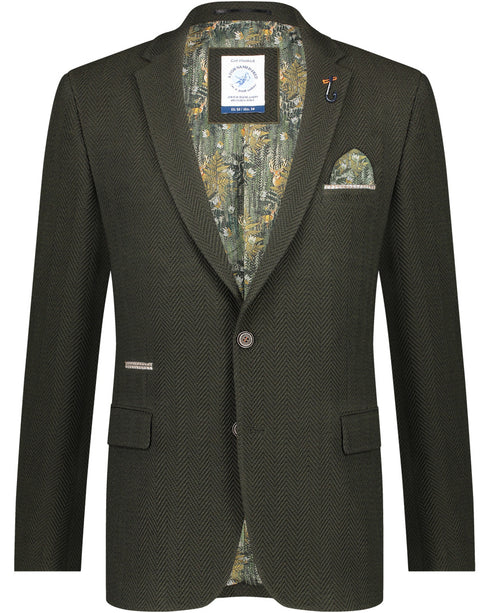 Herringbone Blazer - Dark Green